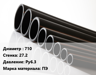 Труба полиэтиленовая 710х27.2 Ру6.3 ПЭ, м, 26 цена от 17788 Тг / м, где купить, условия доставки в Алматы и Алматинской области